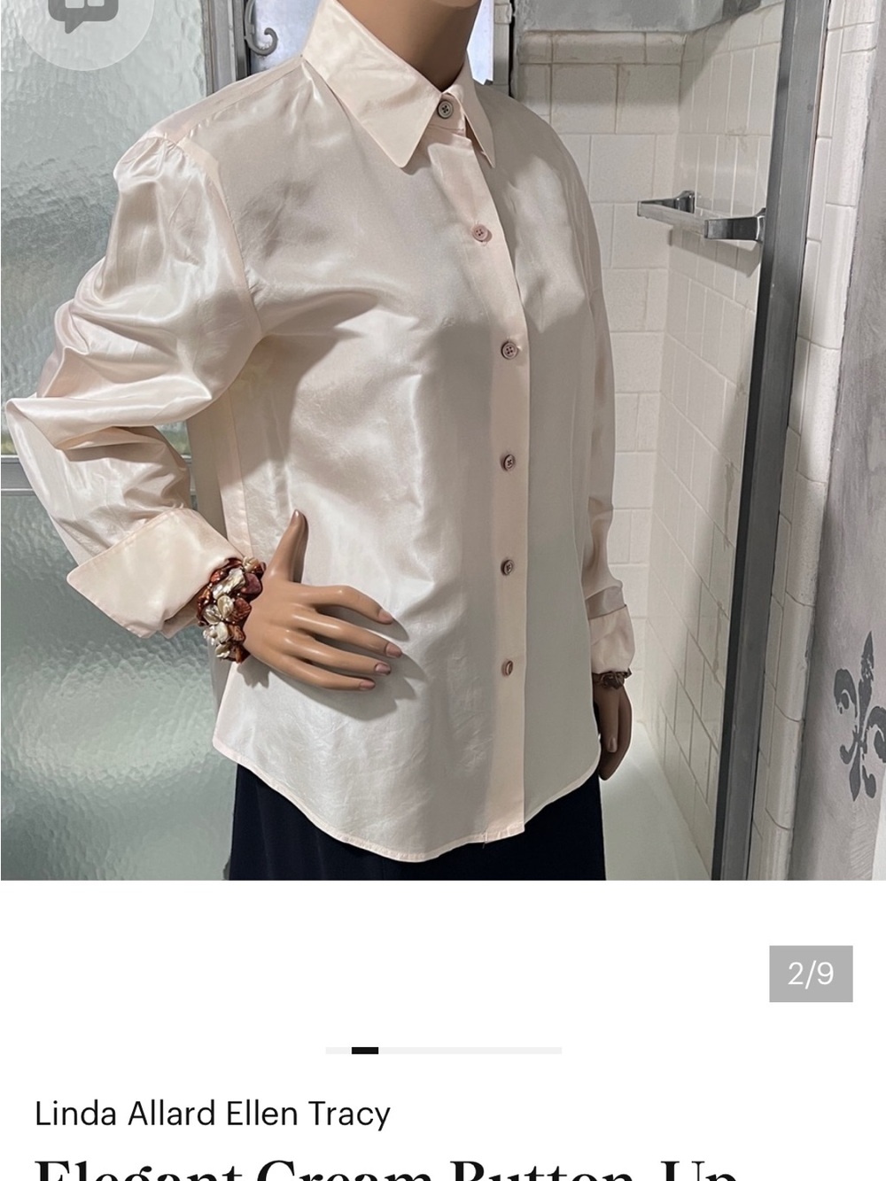 Elegant Luxury Cream Silk Button-Up Blouse | French
Cuff Sleeves | Worn Once☑️ - Picture 5 of 9